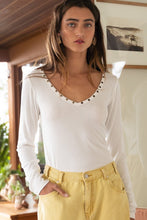 Load image into Gallery viewer, Studded Ribbed V-Neck Top

