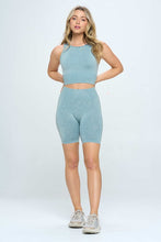 Load image into Gallery viewer, Mineral wash seamless biker shorts set
