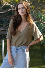 Load image into Gallery viewer, Half Sleeve V-neck Waffle Knit Top
