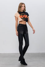 Load image into Gallery viewer, HIGH RISE LEATHER DENIM PANTS
