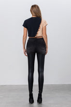 Load image into Gallery viewer, HIGH RISE LEATHER DENIM PANTS
