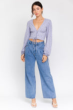 Load image into Gallery viewer, Puff Sleeve Lace-Up V-Neck Top
