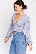 Load image into Gallery viewer, Puff Sleeve Lace-Up V-Neck Top
