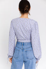 Load image into Gallery viewer, Puff Sleeve Lace-Up V-Neck Top
