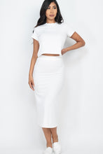 Load image into Gallery viewer, Ribbed Solid Top &amp; Midi Skirt Set
