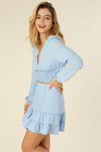 Load image into Gallery viewer, Lace trimmed smocking blouse and skirt set

