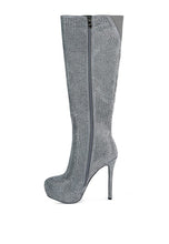 Load image into Gallery viewer, Nebula Rhinestone Embellished Stiletto Calf Boots
