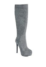 Load image into Gallery viewer, Nebula Rhinestone Embellished Stiletto Calf Boots
