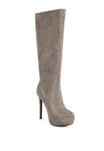 Load image into Gallery viewer, Nebula Rhinestone Embellished Stiletto Calf Boots
