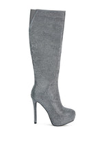 Load image into Gallery viewer, Nebula Rhinestone Embellished Stiletto Calf Boots
