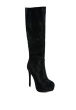 Load image into Gallery viewer, Nebula Rhinestone Embellished Stiletto Calf Boots
