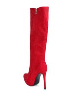 Load image into Gallery viewer, Nebula Rhinestone Embellished Stiletto Calf Boots
