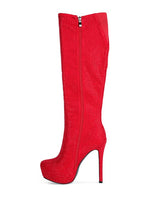 Load image into Gallery viewer, Nebula Rhinestone Embellished Stiletto Calf Boots

