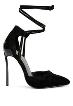 Load image into Gallery viewer, Rule Breaker Black Lace Up Stiletto Sandals
