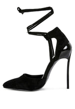 Load image into Gallery viewer, Rule Breaker Black Lace Up Stiletto Sandals
