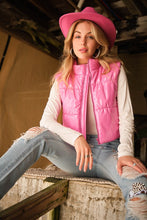 Load image into Gallery viewer, Gloss Shiny Puffer Zip Up Crop Vest
