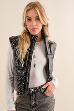 Load image into Gallery viewer, Gloss Shiny Puffer Zip Up Crop Vest
