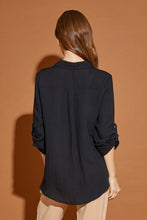 Load image into Gallery viewer, V Neck Button Down Henley Shirt Black
