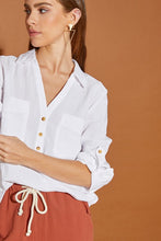Load image into Gallery viewer, V Neck Button Down Henley Shirt Off White

