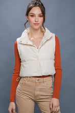 Load image into Gallery viewer, PU Faux Leather Puffer West With Snap Button
