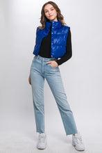 Load image into Gallery viewer, PU Faux Leather Puffer West With Snap Button
