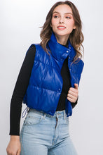 Load image into Gallery viewer, PU Faux Leather Puffer West With Snap Button
