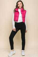 Load image into Gallery viewer, PU Faux Leather Puffer West With Snap Button
