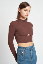 Load image into Gallery viewer, Mock Neck Crop Top with Cut Out
