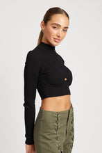 Load image into Gallery viewer, Mock Neck Crop Top with Cut Out
