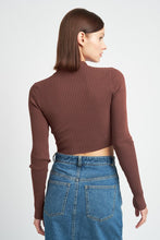 Load image into Gallery viewer, Mock Neck Crop Top with Cut Out
