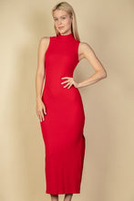 Load image into Gallery viewer, Ribbed Mock Neck Slit Bodycon Dress
