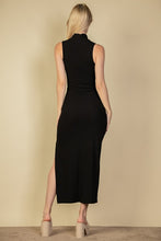 Load image into Gallery viewer, Ribbed Mock Neck Slit Bodycon Dress
