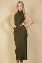 Load image into Gallery viewer, Ribbed Mock Neck Slit Bodycon Dress
