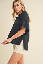 Load image into Gallery viewer, Tes 3/4 Sleeve Ruffle Top

