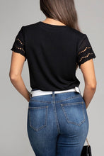 Load image into Gallery viewer, Embroidered Eyelet Sleeve Tee
