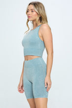 Load image into Gallery viewer, Mineral wash seamless biker shorts set
