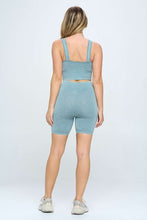 Load image into Gallery viewer, Mineral wash seamless biker shorts set
