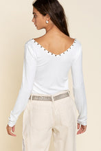 Load image into Gallery viewer, Studded Ribbed V-Neck Top
