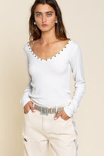 Load image into Gallery viewer, Studded Ribbed V-Neck Top

