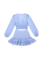 Load image into Gallery viewer, Lace trimmed smocking blouse and skirt set
